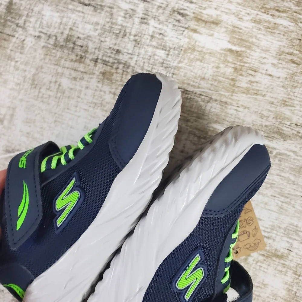 Skechers Nitro Sprint Kids Shoes Sz 9 Running Navy Blue Gray Logo Mesh Sneakers